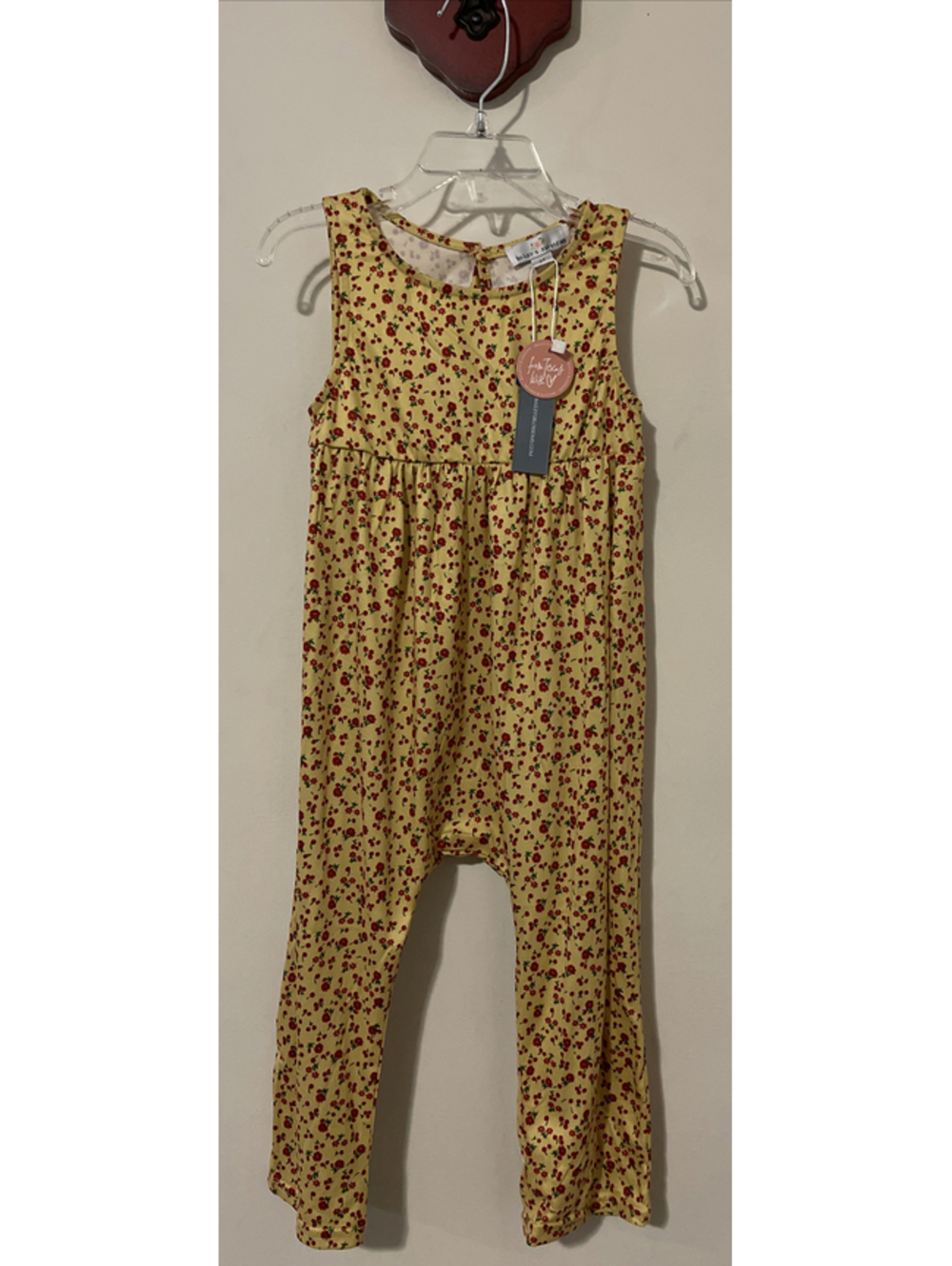Baileys Blossoms Boutique Girls 3t Yellow Floral Sleeveless Jumpsuit NWT! A6271